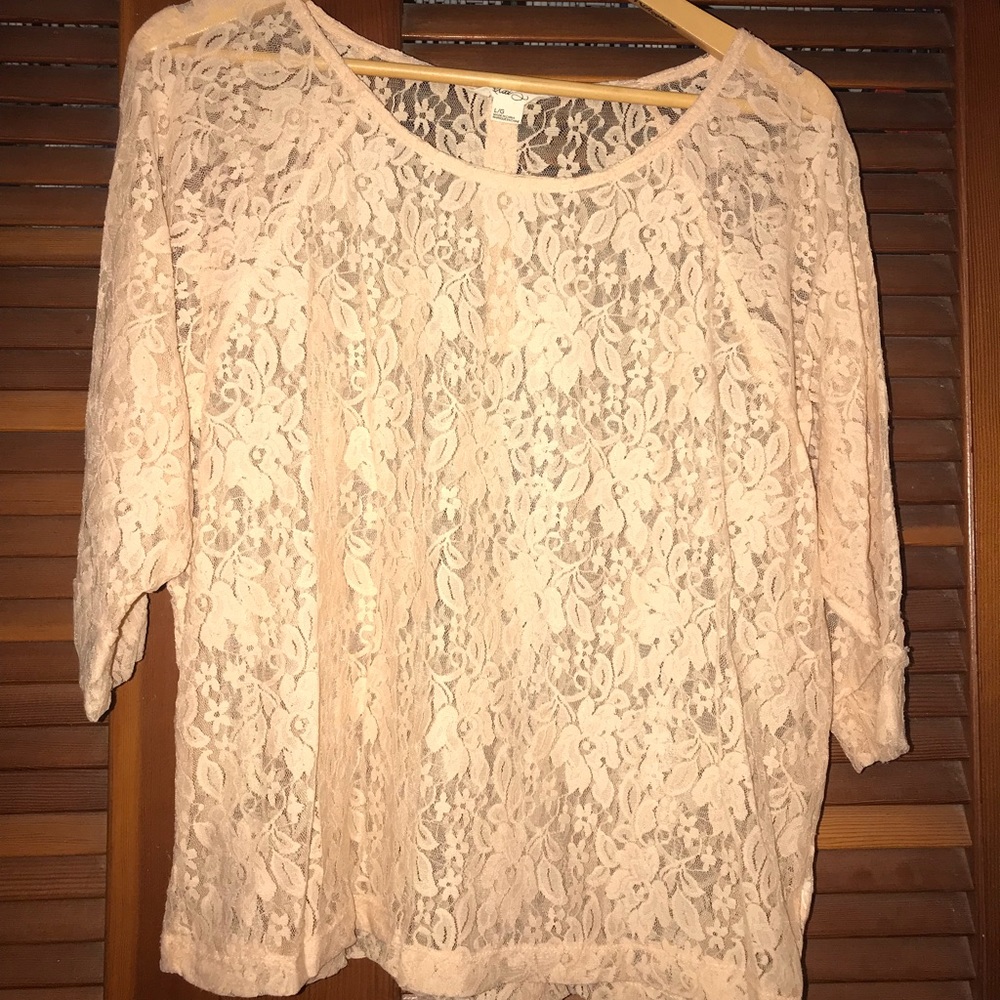 Blush/pink mesh floral top